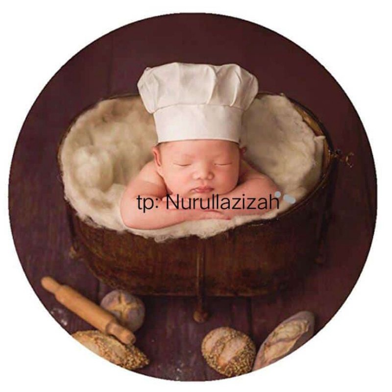 (10 PCS) TOPI KOKI  ANAK NEWBORN 0-03 BLN//PROPERTI POTO//STUDIO SHOOT