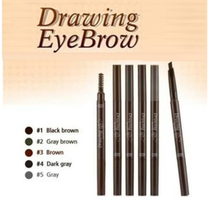 Pensil Alis Drawing Eyebrow Eye Brow + Brush Pensil + Sikat Kuas Alis Eyebrow Kuas Sikat