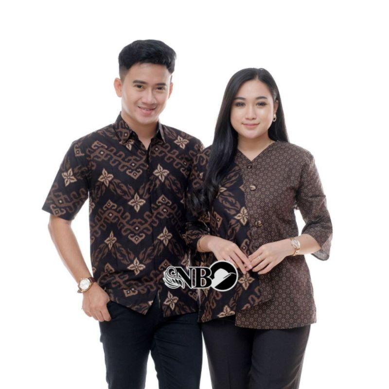 Batik Couple Modern Atasan Blouse Batik Kerja Kantor Wanita Seragam Batik Wanita Dan Pria M L XL XXL