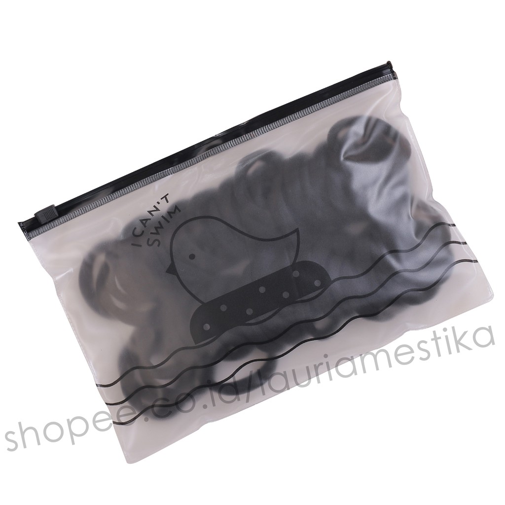 Ikat Rambut Towel Ikat Rambut Korea isi 40 pcs Ikat Rambut Warna Warni + Pouch Aksesoris Rambut-Hitam