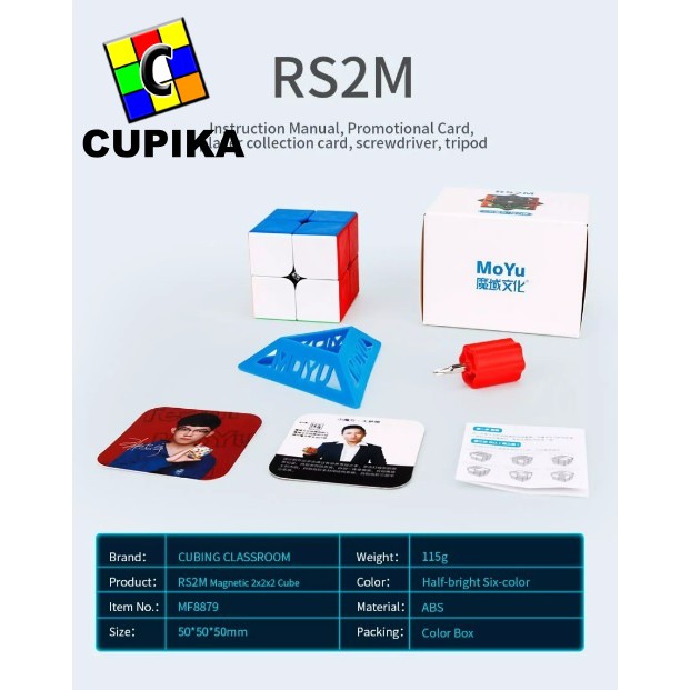 Rubik 2x2 MoYu RS2M 2020 RS32 M Magnetic 2x2x2 Stickerless Original