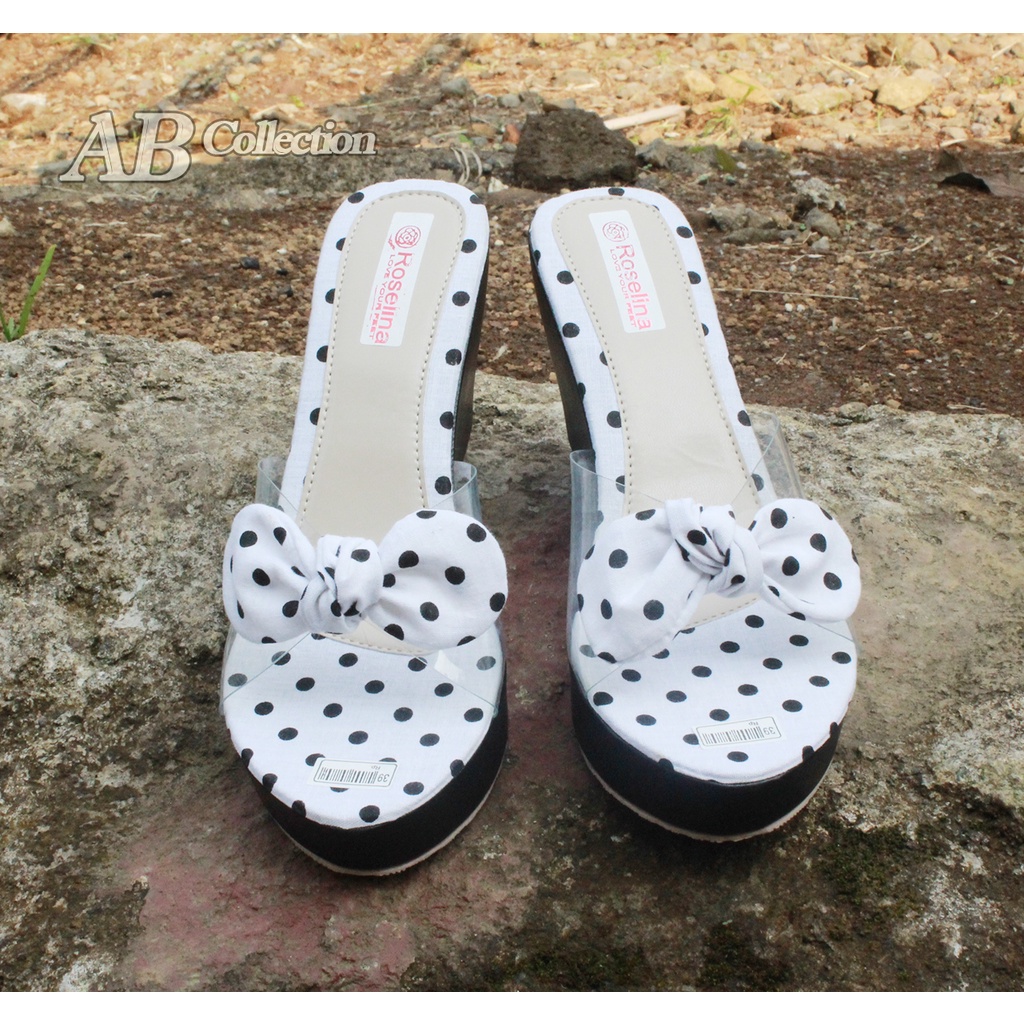 Sandal Wedges Wanita Polkadot Terbaru Sandal Wanita wedges Sandal Wedges Murah