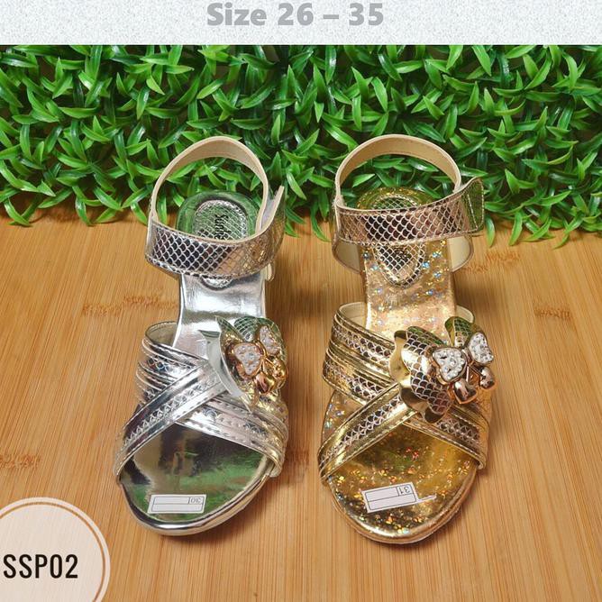 Re5S Sepatu Sandal  Anak Perempuan Pesta  Gold Silver Usia 2 