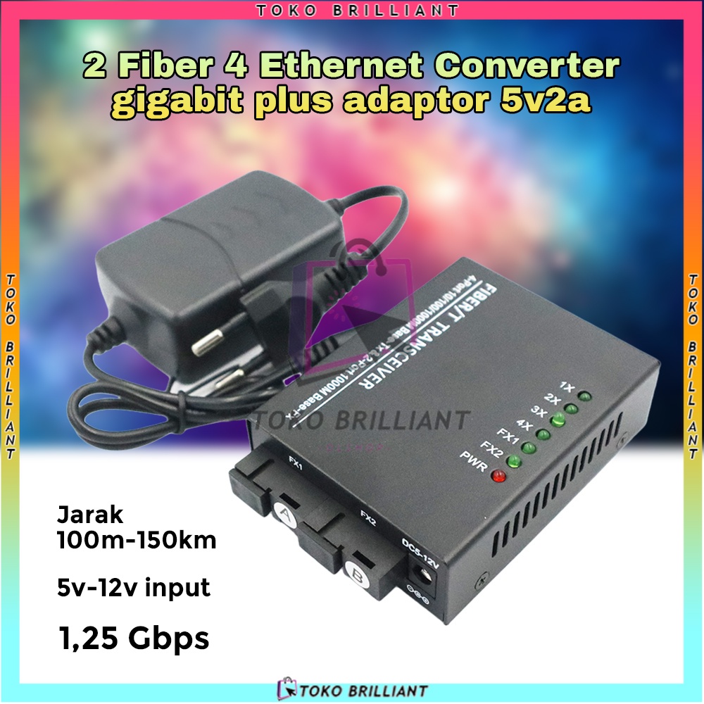 2F4E Konektor RJ45 / Converter saja Giga / Fullset Giga Fiber Converter Switch Media Converter Mode Fiber [BISA BAYAR COD]