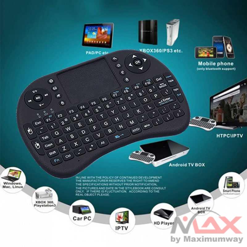 Mini Keyboard Wireless 2.4GHz dengan Touch Pad &amp; Mouse - i8 Warna Hitam