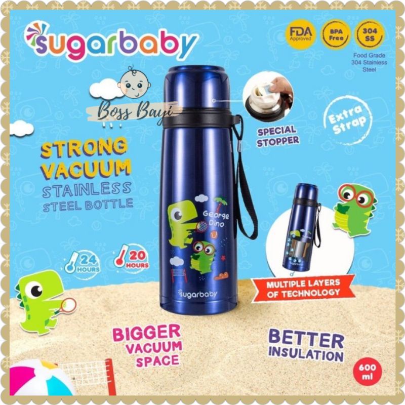 SugarBaby STRONG Vacuum Stainless Steel Bottle (600 ml) /Thermos Bottle – Dino