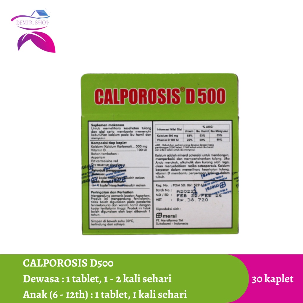 Calporosis D500 Vitamin D + Kalsium Cegah Osteoporosis / Suplemen Ibu Hamil