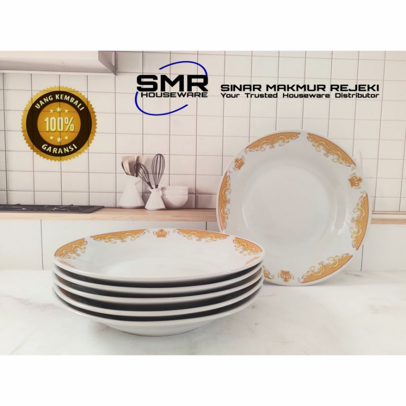 [ HARGA PER 6 PCS ] PIRING MAKAN BESAR KERAMIK MAHKOTA SUNBIRD 9 INCH [ HARGA PER 6 PCS ]