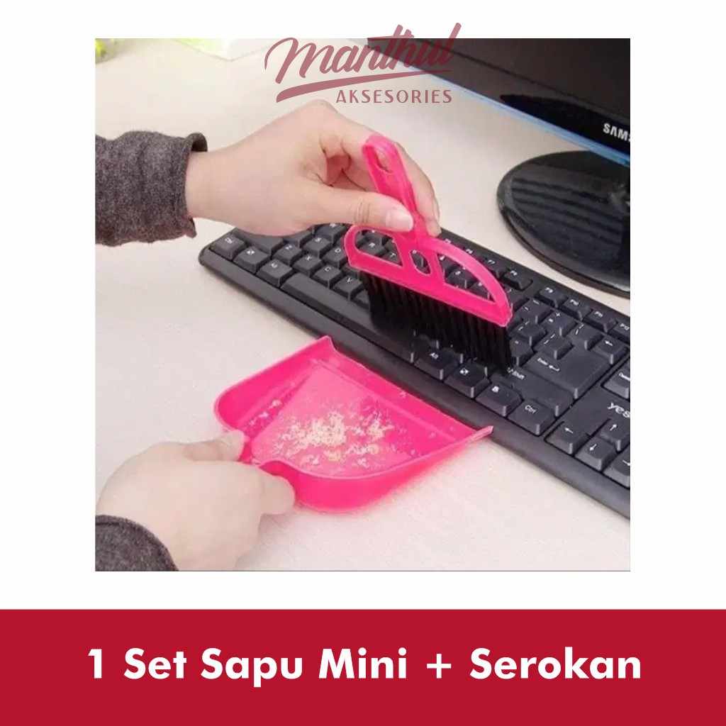 Sapu Mini 1 Set Serok Cikrak Dust Pan Pengki Serokan Sekop Kebersihan