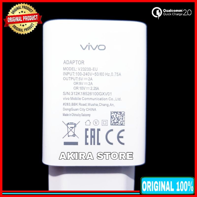 Charger Vivo Y20s ORIGINAL 100% Fast Charging Micro USB 18 Watt