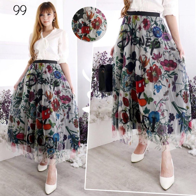 Rok Tutu Panjang Branded Printing / Tutu Maxi Skirt Import - Katlyn Shop-7