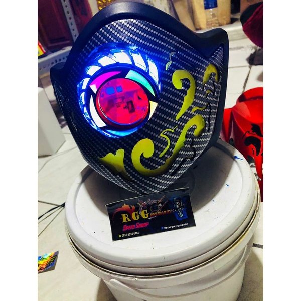 Reflektor mika lampu depan Vixion new 2010 old motif custom coak projie karbon bebas Request nama