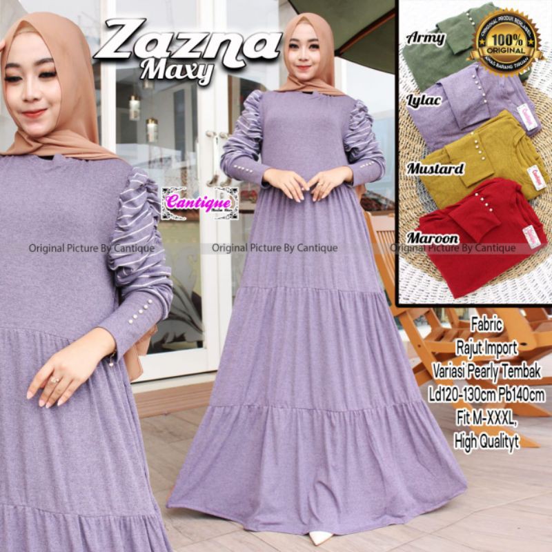 ZAZNA MAXY Gamis Wanita - Maxi dress - Gamis Terbaru - Gamis Rajut Import Mutiara - Gamis Jumbo