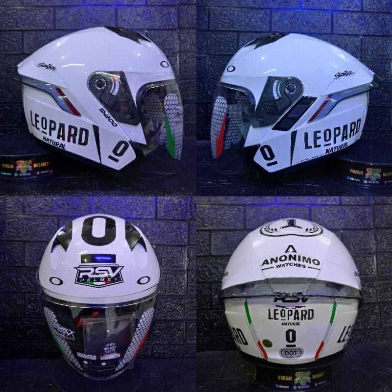 HELM RSV SV300 SOLID WHITE LEOPARD PAKET GANTENG TERMURAH