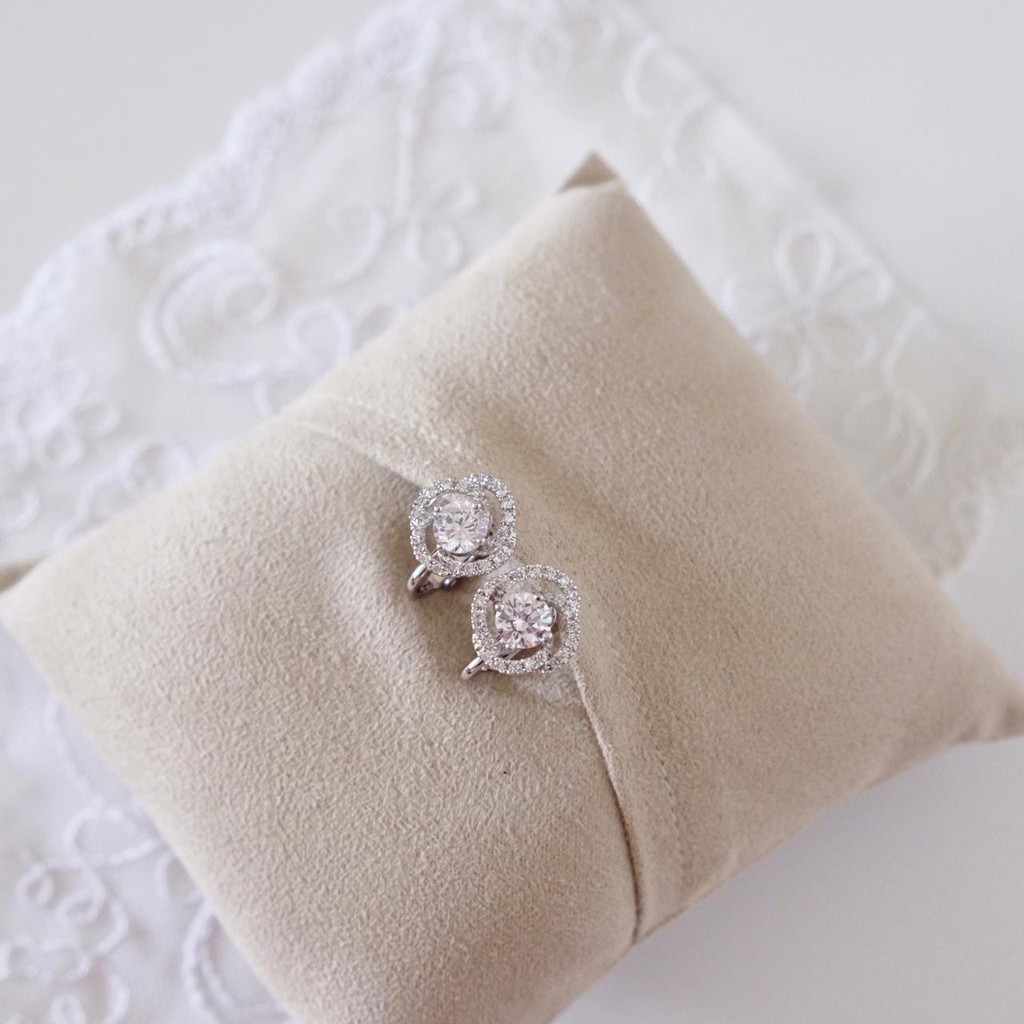 Anting Jepit Fashion Wanita Made In Korea Swarovski Diamond Premium (Fleur Clip Earrings)