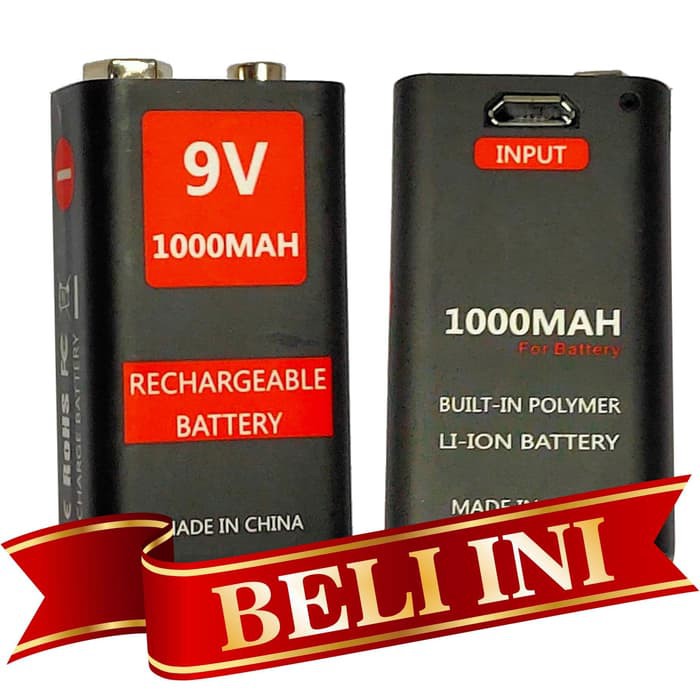 Baterai Kotak 9V 1000mAh Batere Cas isi Ulang Rechargeable  Batre ASLI/ ORY DI JAMIN BAGUS 100% ORY