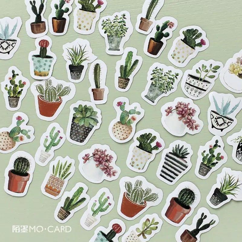 Sticker cactus kaktus tanaman plant stiker lucu cute kawaii scrapbook kpop