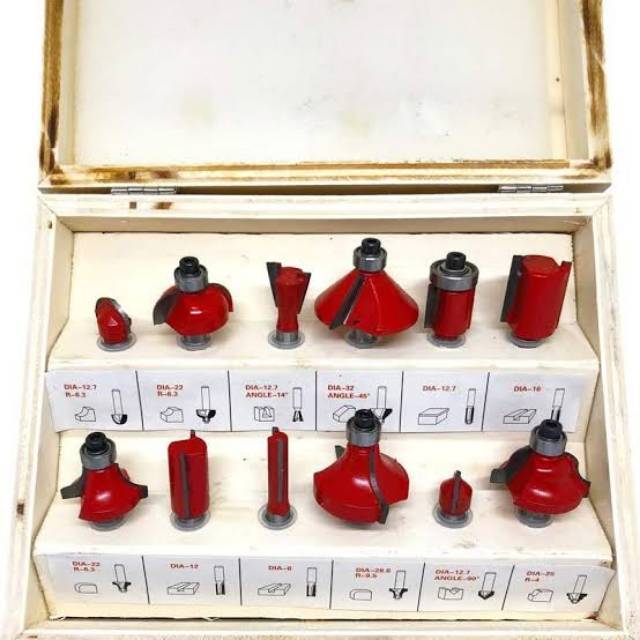 Mata Router Bit Set Kayu / Mata Profil Ukir 12 pcs