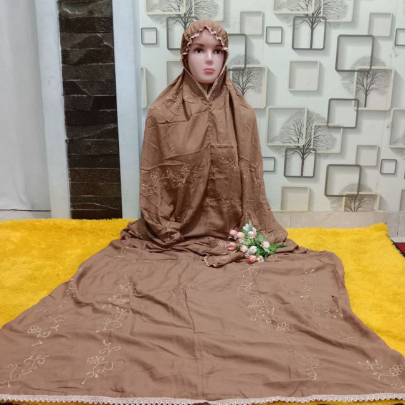 mukena rayon bordil renda/mukena terusan rayon full bordir/mukena rayon gracella