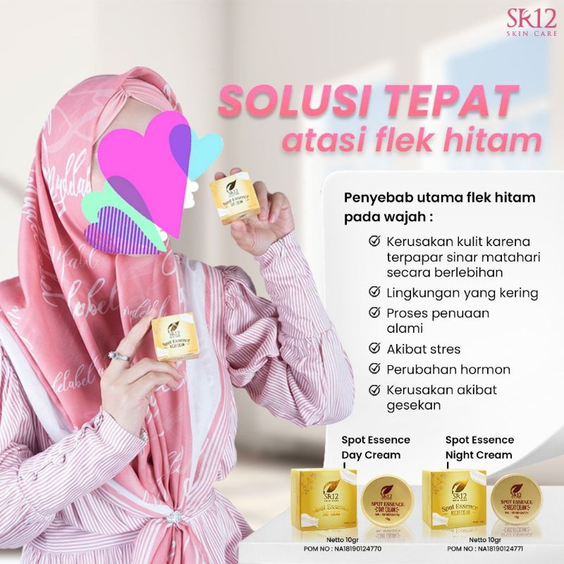 SPOT ESSENCE CREAM DAY & NIGHT SR12 BPOM ORI HALAL CREAM SIANG DAN MALAM MEMUDARKAN FLEK HITAM MEMUD