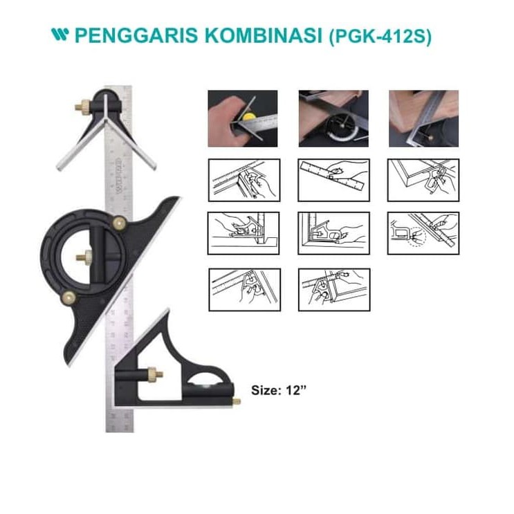 

Penggaris Siku Kombinasi dengan Busur 12 Inchi Wipro Original