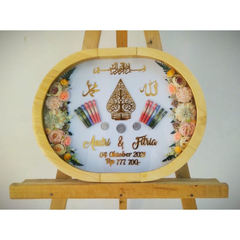Mahar Kekinian Oval Akrilik Gunungan Wayang Rustic