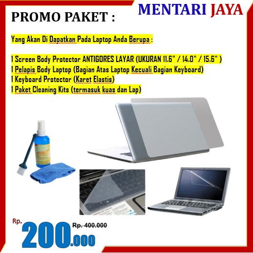 Promo Paket Laminating Body - Anti Gores Screen Protector - Cleaning Kits &amp; Pelindung keyboard