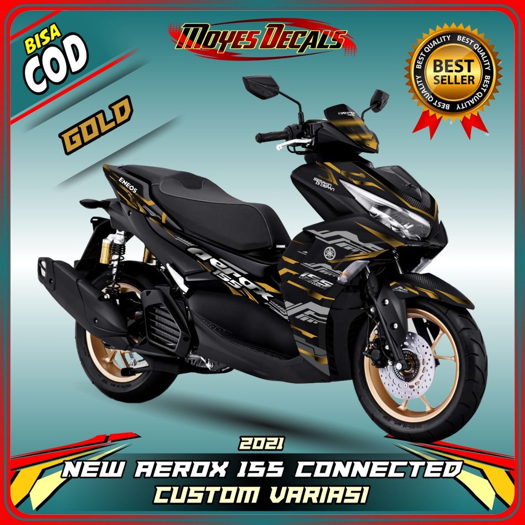 Decal Stiker Aerox 155 Connected Motif Robot Matrix Gold Body Stiker Motor Aerox 155 Connected