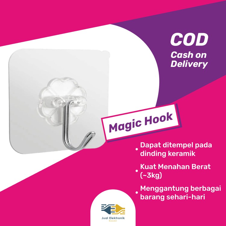 Magic Hook Gantungan Hook Tempel Dinding Gantungan Kait Kamar Mandi