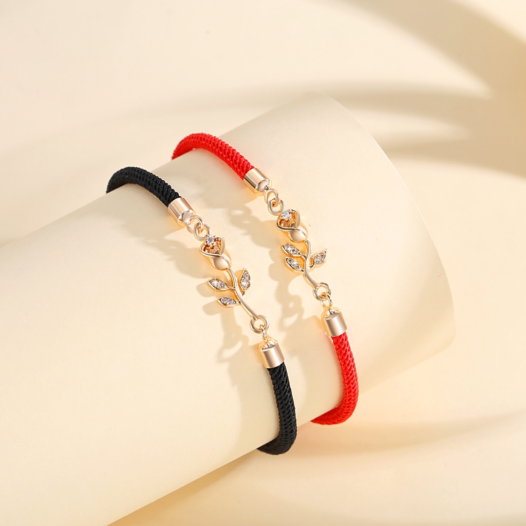 Y660【Barang spot】 Gelang Couple Mawar Gelang Tali Braided Bracelet/Friendship Rope