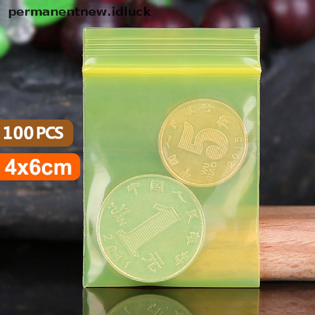 100 Pcs Kantong Kemasan Perhiasan Mini Tebal Warna Polos Dengan Ziplock