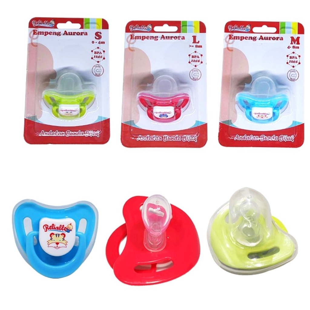 EMPENG Bayi NEWBORN Dot Silicone Silikon PACIFIER Aurora + Tutup empeng steril| RELIABLE