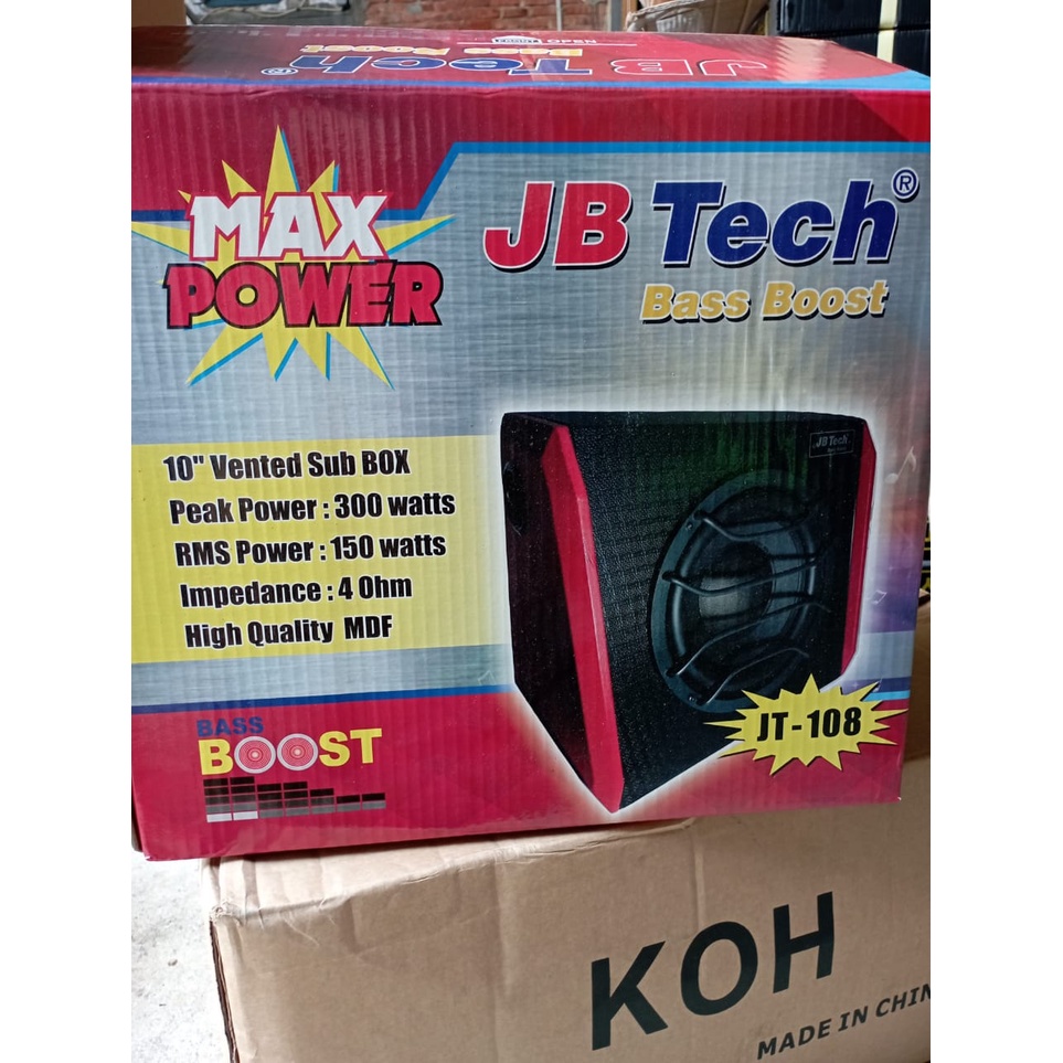 Subwoofer Aktif JB-Tech JT-108 BassTube Kotak / Bass Box Aktif 10 Inch / Basstube Petak Aktif / Subwoofer Aktif Bass Box JB Tech