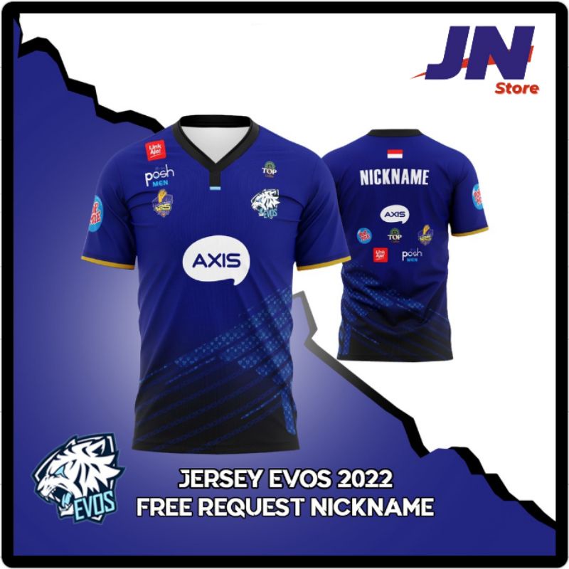 BAJU KAOS JERSEY TERBARU EVOS NEW 2022 FREE NICKNAME GAME MOBILE LEGENDS FREEFIRE FF DOTA2