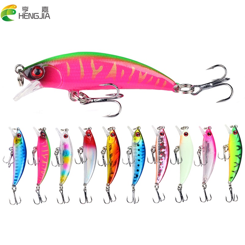 Hengjia 1pc Umpan Pancing Tiruan Bentuk Ikan Kecil Mata 3d 5.5cm 4.8g Sinking Fishing Lure Hard Plastic Bait