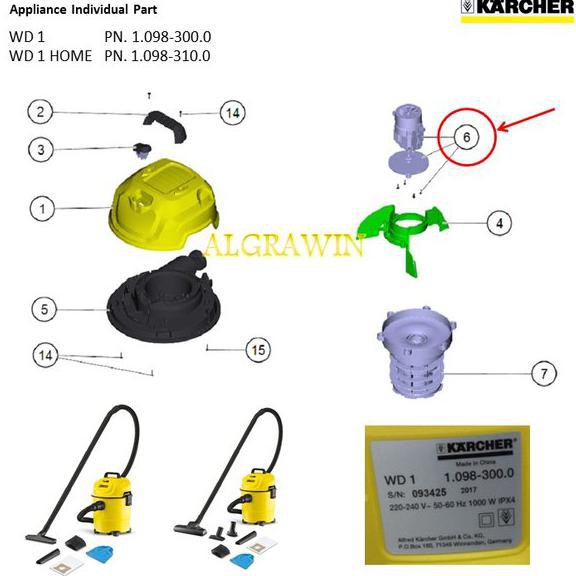 Karcher Vacuum Motor Complete WD1 MV1 Spare Part Vacuum Cleaner g