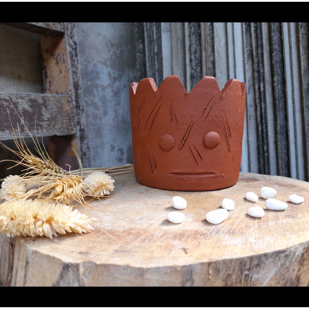 POT TANAH LIAT TERACOTTA DEKORASI TAMAN POT GERABAH TANAH LIAT POT KAKTUS MINI LUCU