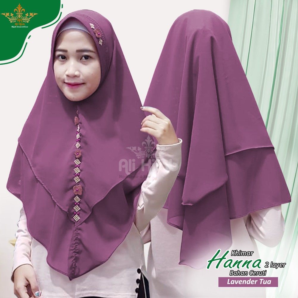HIJAB ALI FASHION - Khimar Hanna 2 Layer / Khimar 2 Layer Payet Bunga / Khimar Bahan Ceruti