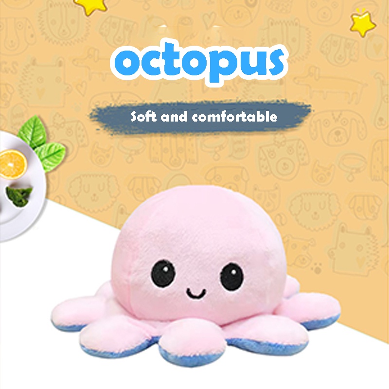 Boneka TikTok Reversible Octopus Cumi Gurita Warna Bolak Balik Soft Yelvo - PD