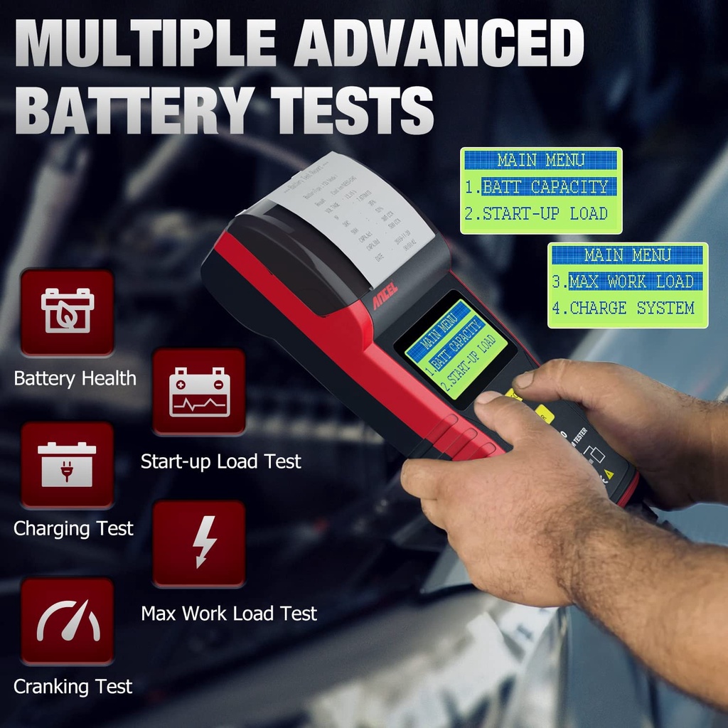 ANCEL BST500 12V And 24V 2in1 Car Battery Tester Digital Car Battery Analyzer Battery Health Analyzer Car Diagnostic Tool For Car/Truck/Motorcycle/Vans/Light Truck/Boat