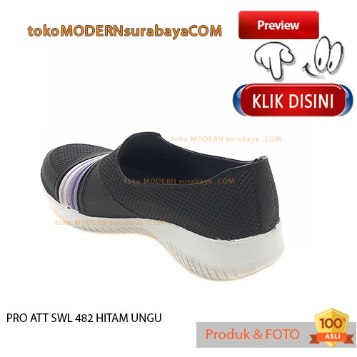 PRO ATT SWL 482 HITAM UNGU Sepatu Wanita Sepatu Slip On Karet