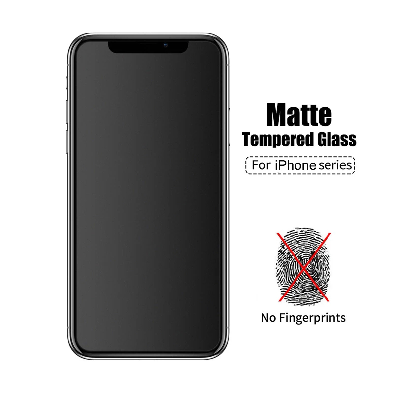 Pelindung Layar Tempered Glass Matte Anti Silau / Sidik Jari Untuk Iphone X / Xs / 8 / 7 / 5 / Se / 6s Plus / 11 / 12 Pro Max