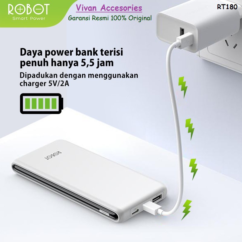 PowerBank Power bank ROBOT RT180 10000mAh Dual Input Type C &amp; Micro