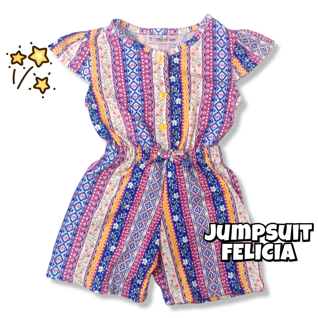 FELICIA 0-2,5 THN JUMPSUIT ANAK BAYI PEREMPUAN Jamsuit Jumsuit Pendek Kaos Pakaian Baju Anak Bayi Balita Bobo Kids-1C TribalPurpleOrang