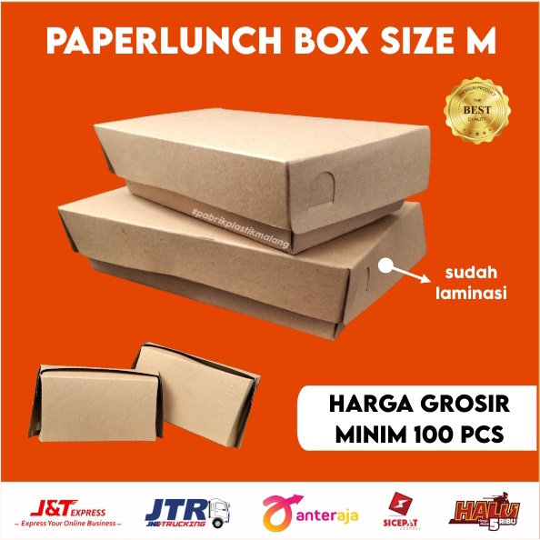 PAPER LUNCH BOX TAKEAWAY MAKANAN POLOS SIZE M / LUNCH BOX / PAPER BOX / PAPERLUNCH / BOX AYAM GEPREK