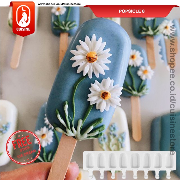 8 Lubang Cetakan Kue Puding Coklat Es Krim Ice Cream Cetakan Silikon Popsicle Magnum /CUISINE