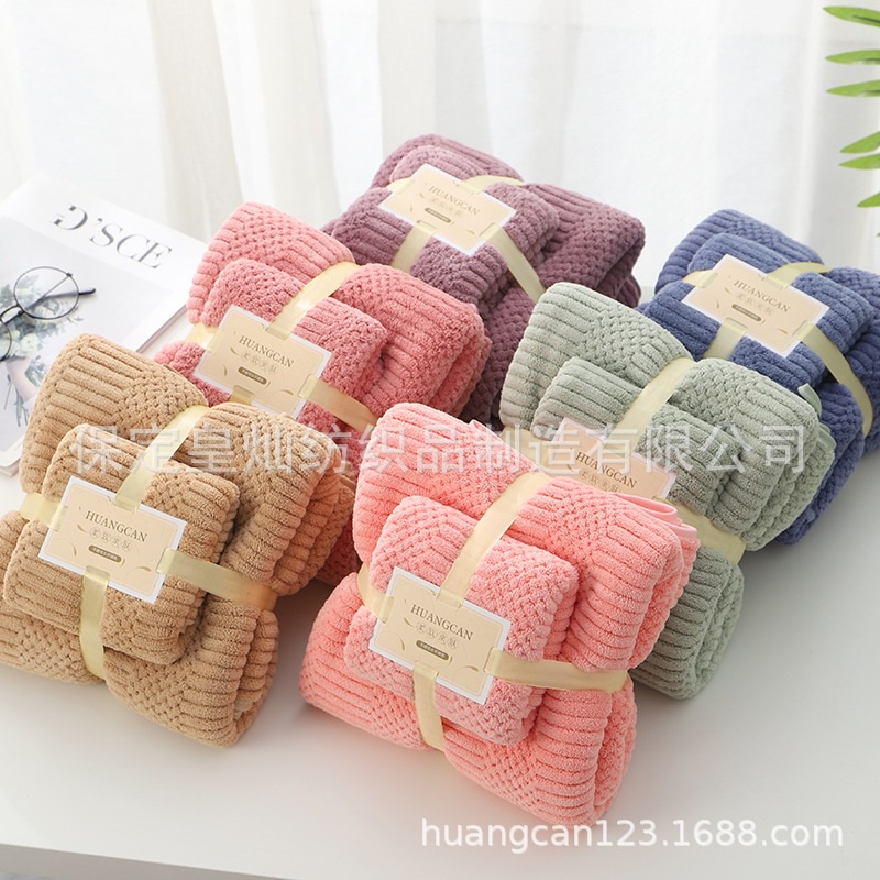 HANDUK TEBAL MOTIF TERBARU SISIK &amp; GARIS 2IN1 COTTON TOWEL - GROSIR l Happyonshop