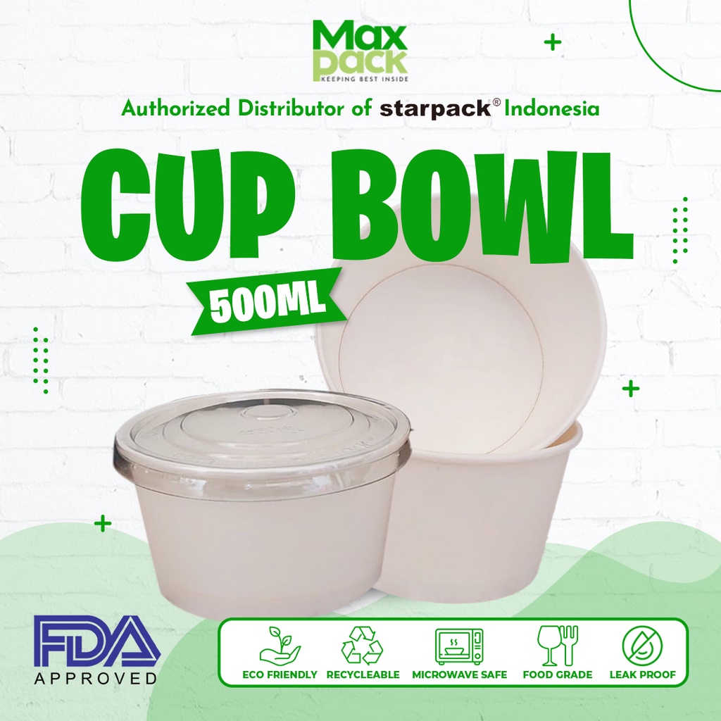 [25 PCS] Cup Bowl 500ml 17oz Starpack / Paper Bowl 500ml 17oz / Mangkuk Kertas / Soup Cup / Rice Bow
