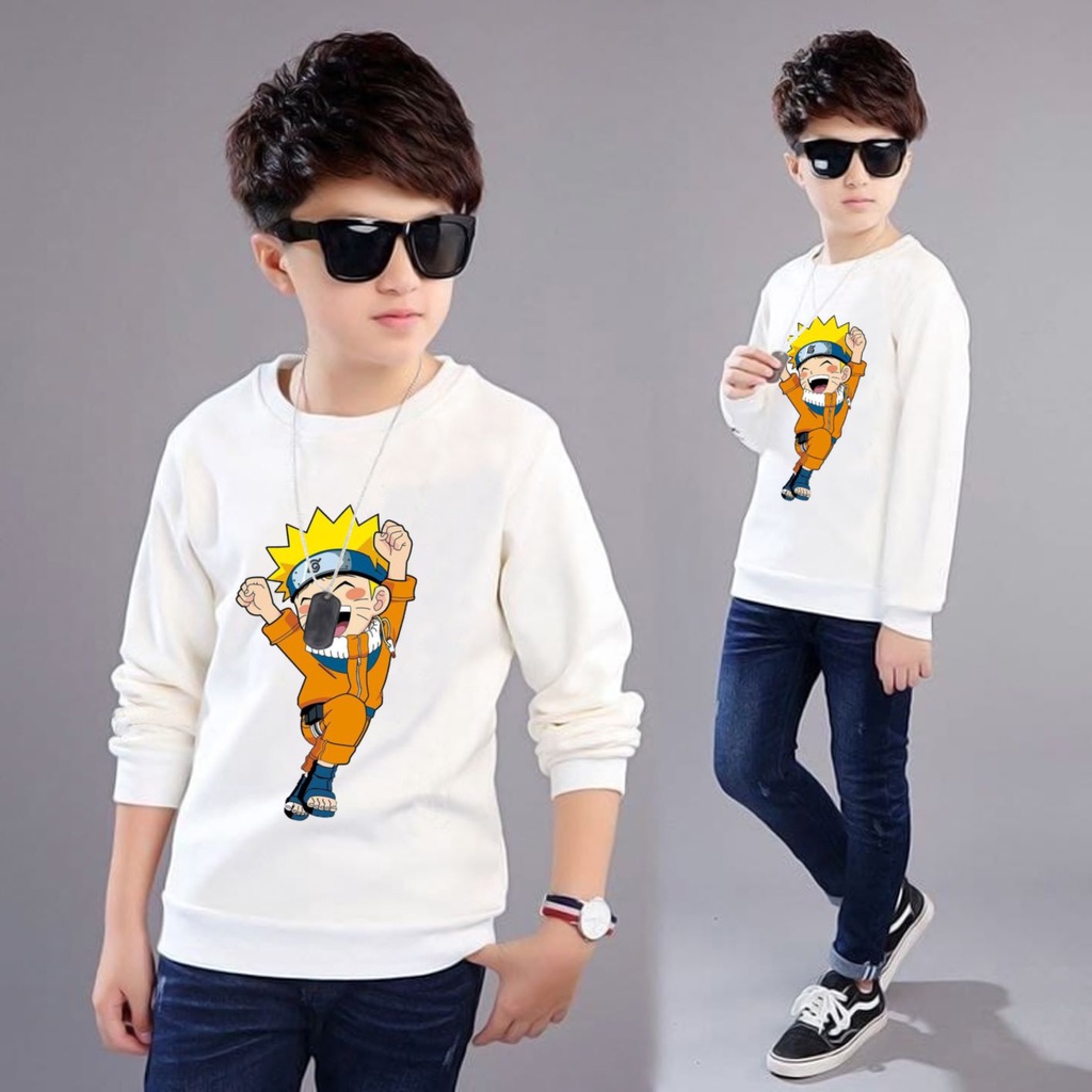 Jaket sweater anak laki - laki usia 2 3 4 5 6 7 8 19 10 tahun / switer crewneck basic anak laki laki perempuan karakter hero naruto