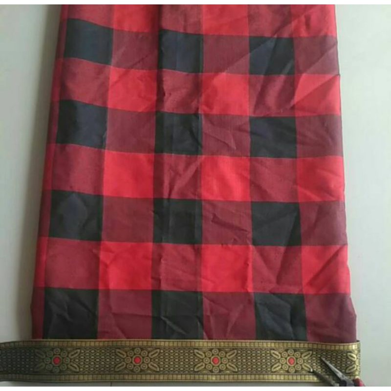 saput kampuh bali poleng merah hitam